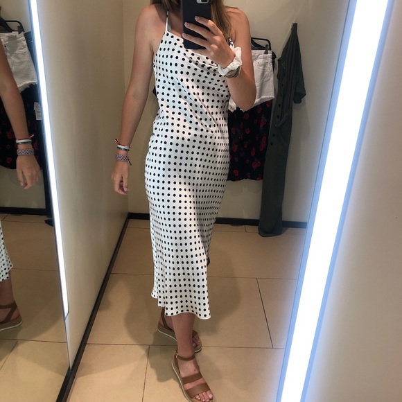 zara polka dot silk dress